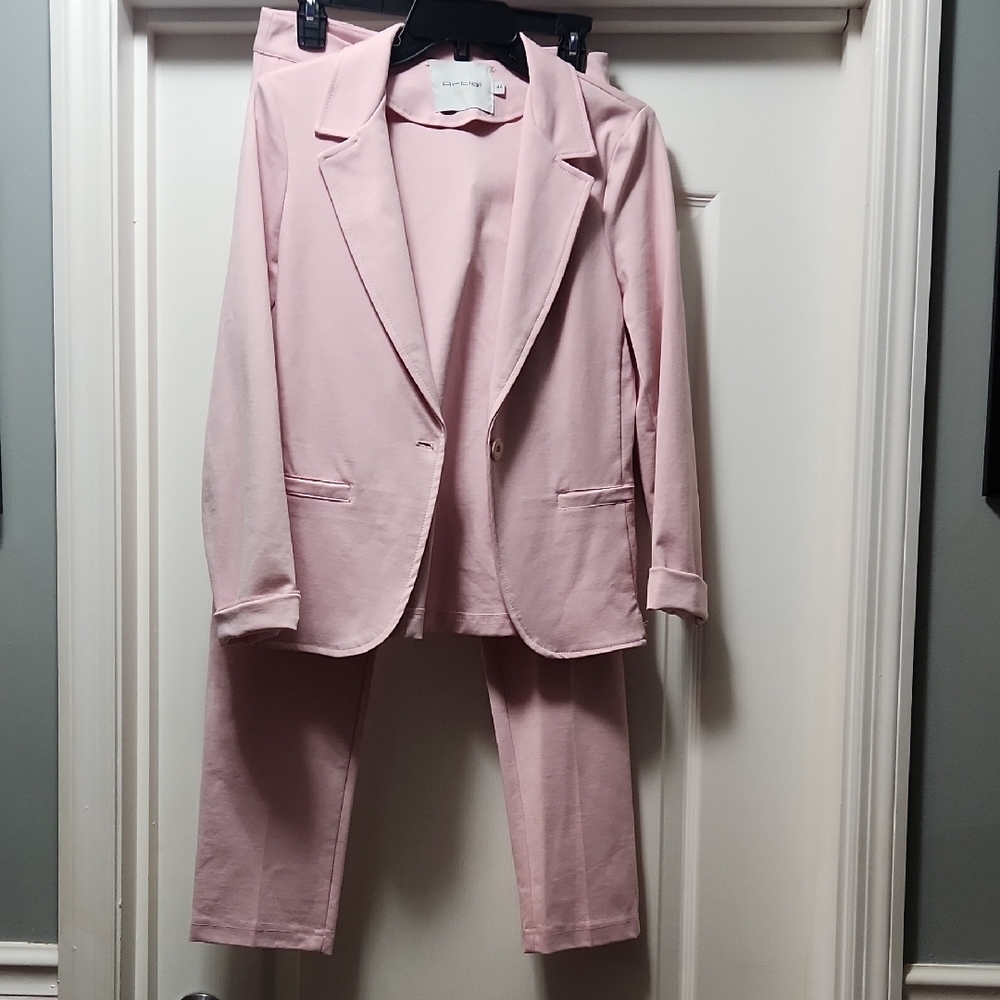 Pink Women's Blazer and Pants Set